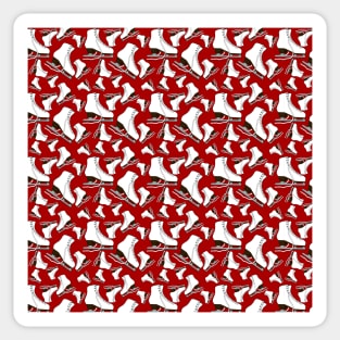 Figure Skates on Crimson Background Design Sticker